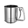 Flour Sieve Stainless Steel Flour Sifter Hand Cranking Flour Sifter Double Layers Powder Sugar Shaker with Hand Press Design
