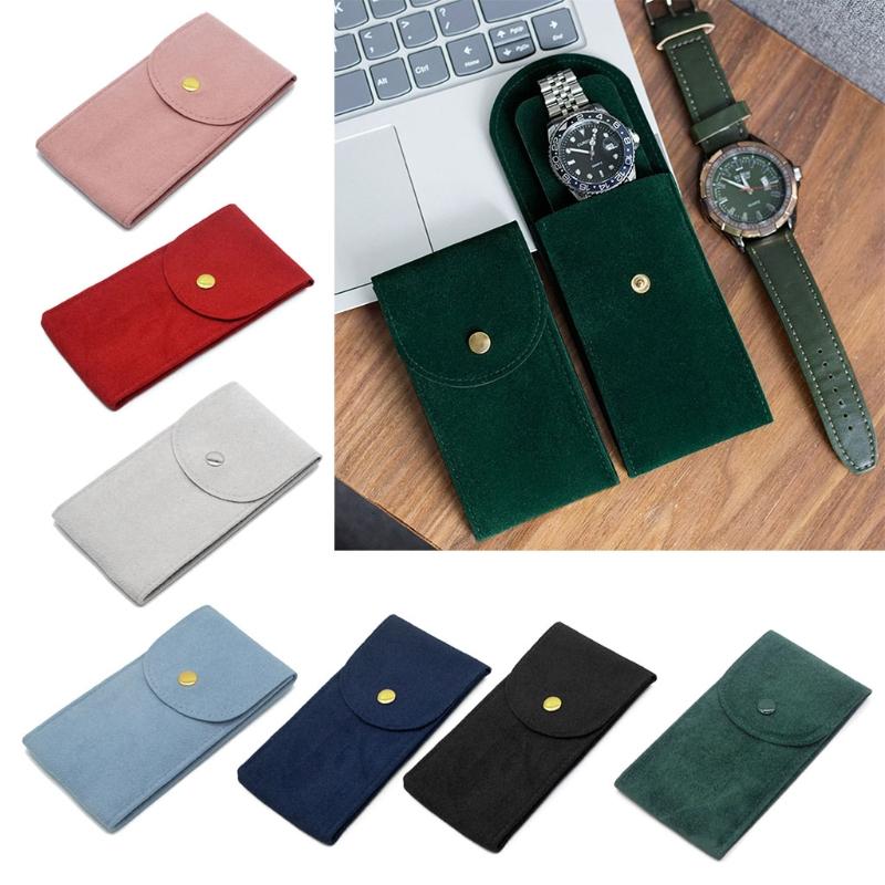 Velvet Snap Watch Bag Flannel Bag Packaging Bag Ring Bracelet Gift Bag Travel Storage Case for Men Women Watch Lovers