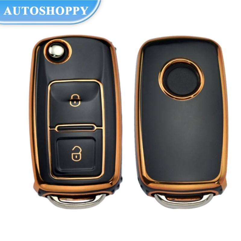 Для VW Volkswagen MK4 Bora Golf 4 5 6 Jetta Passat Polo Bora Touran Skoda Seat ТПУ 2 кнопки ТПУ чехол для ключей от машины чехол в виде ракушки брелок