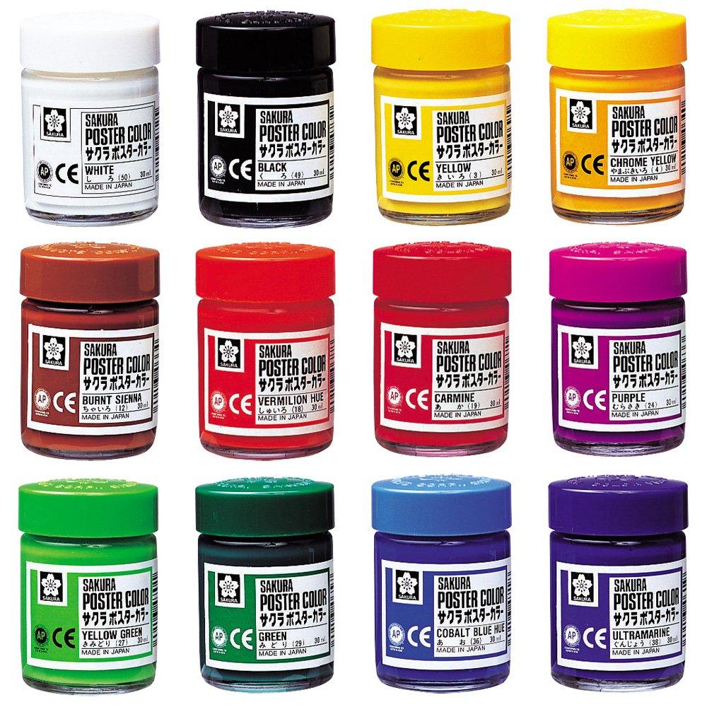 Sakura Poster PW12 Set Cray-Pas Colors, 30ml, 12-Color Set,