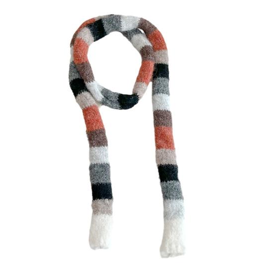 Yousheng Rainbow Striped Scarf Women Long Skinny Fuzzy Fluffy Neckerchief Knit Thin Scarf Autumn Winter Knitting Scarf Outfit Accessories