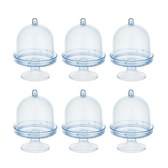 Мини-подставка для торта из пластика с купольной крышкой, прозрачная подставка для десертов и кексов, тарелка для шоколадных конфет, для дня рождения, праздника, детского душа, чаепития