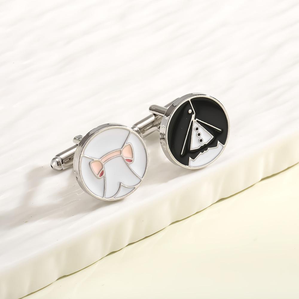 Мода Французский Стиль Свадебные Запонки Круглые Эмаль Сплав Костюм Универсальные Застежки для Манжет Классические Подарки для Пары Жених Пуговицы для Рукавов