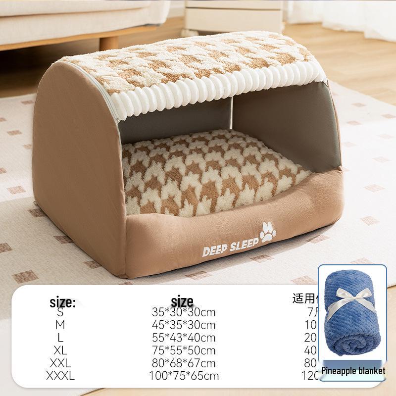 Unisex Houndstooth Pet Nest for Autumn/Winter - Fits Medium To Large Pets