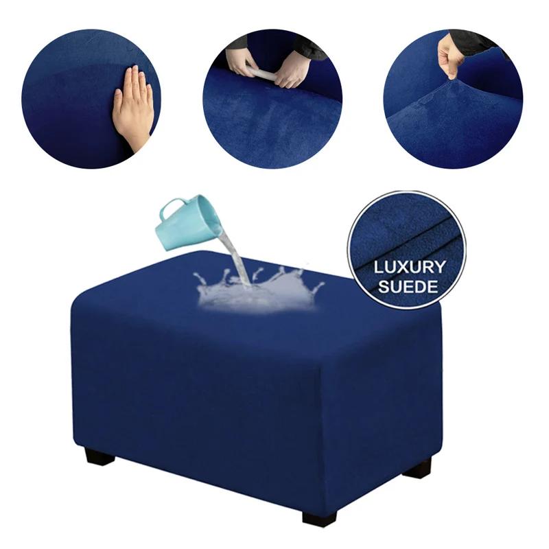 Waterproof Suede Velvet Stool Ottoman Cover Slipcover for Sofa Footstool Home Room Decor Step Stool Covers