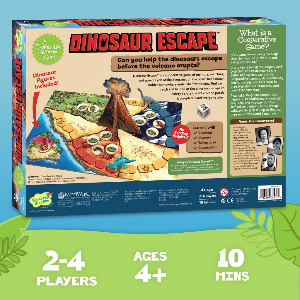 MindWare Peaceable Kingdom кооперативная настольная игра для детей Dinosaur Escape GMC7 подлинный продукт