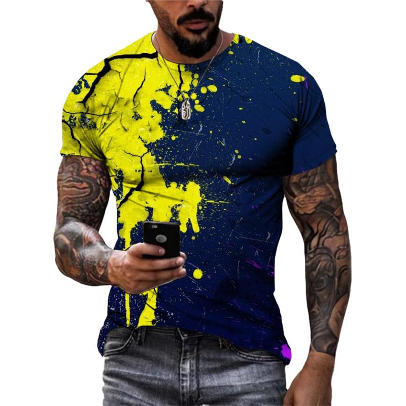 Летняя новая модная мужская футболка с цветным граффити, 3D трендовая индивидуальная футболка в стиле хип-хоп с принтом Харадзюку, футболки с круглым вырезом и короткими рукавами, топы