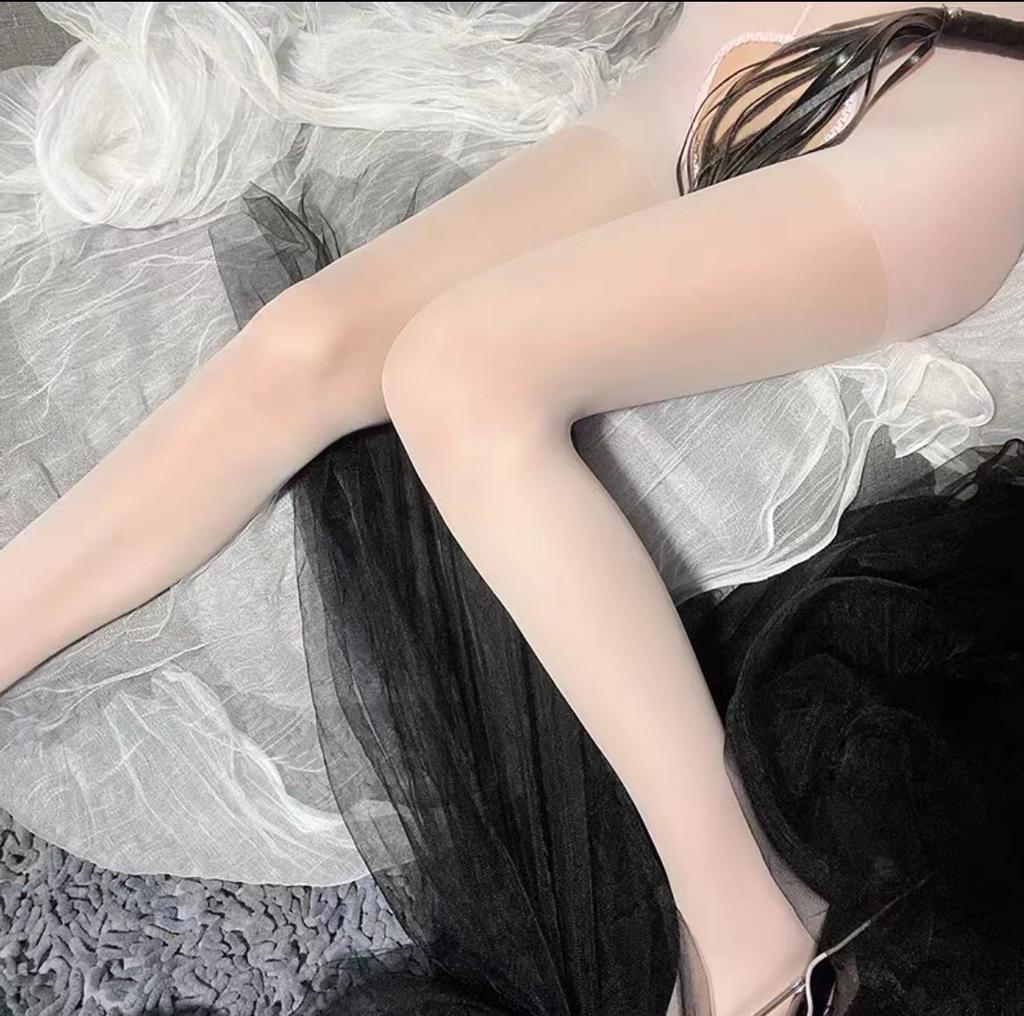 Plus Size Sexy Pantyhose Solid Color Crotchless Women Black Stockings Sheer Open Crotch Tights Stockings Leggings