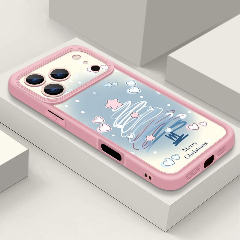 Ударопрочный мягкий силиконовый чехол из ТПУ Funda для iPhone 17 Air 16e 16 15 14 Pro Max 13 17 Pro Max 17 Pro 17 Air Синий чехол с рисунком рождественской елки