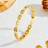 Stainless Steel Women's Bracelet with Diamonds and Four-Leaf Clover Studs - Non-fading, Cross-border Design.
