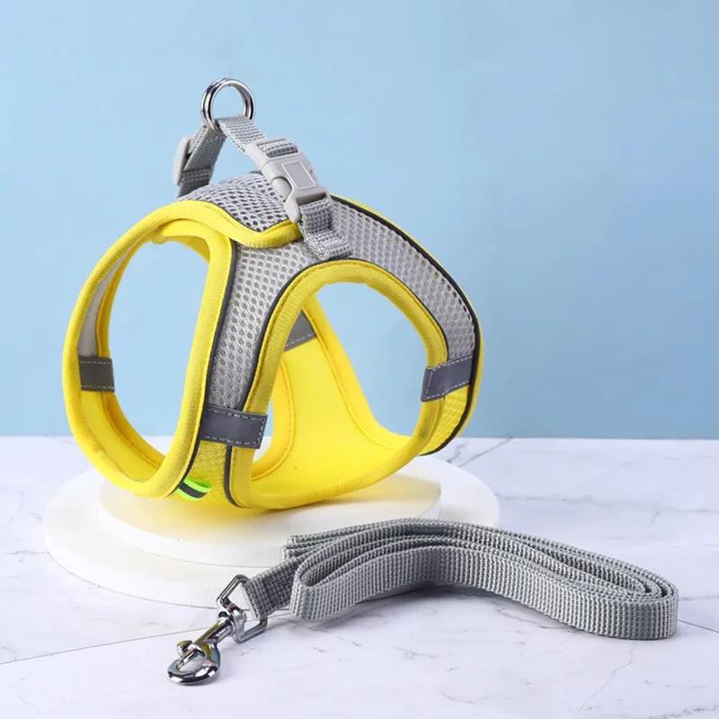 Комплект шлейки и поводка для маленьких собак Регулируемая шлейка-жилет для щенков кошек Французский бульдог Чихуахуа Мопс Для прогулок на улице Поводок-шлейка Декор