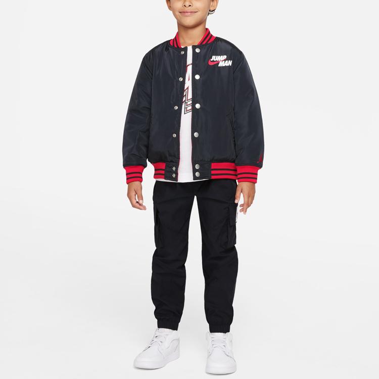 Jordan Logo Print Reversible Baseball Jacket Kids Jackets Black DO3461-010
