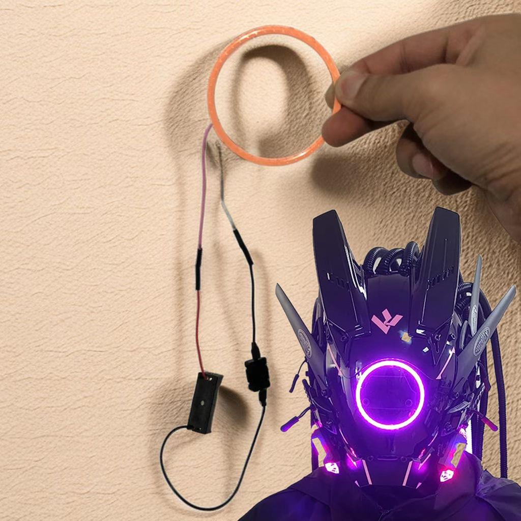 Cyberpunk Mask COB LED Angel Eye Light Bulb Circular Halo Light 12V 23A DIY Decorative Light 70mm Diameter Accessories with Batt