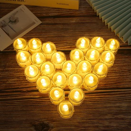 6 шт./компл. электронные свечи без дыма и тепла, прозрачная ночная подсветка, праздничная атмосфера, светящийся чайный воск для вечеринки