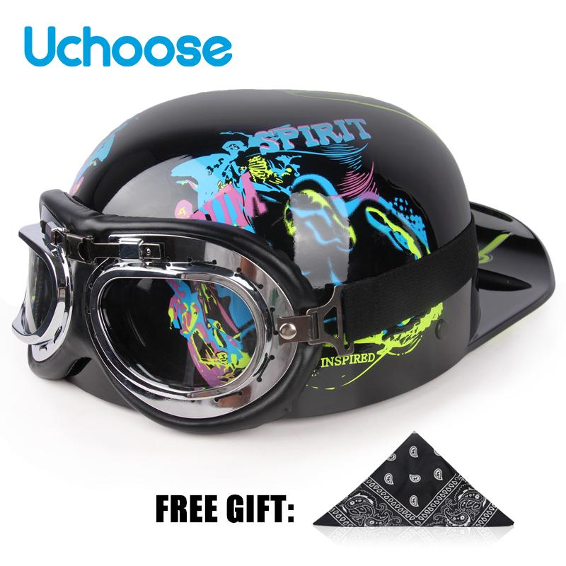 Винтажный шлем Uchoose с открытым лицом, полушлем для мотокросса, скутер, крейсер, чоппер, бейсбольная кепка, шлем, летняя езда