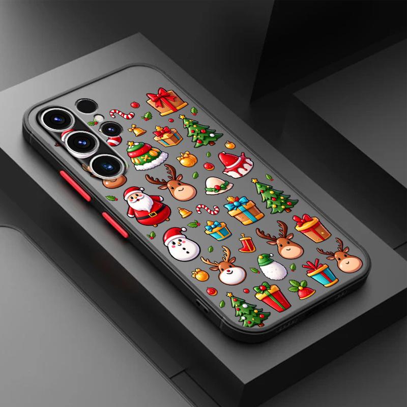 Cartoon Christmas Tree Pattern Case for Samsung Galaxy S25 Edge S9 S10 S20 S21 S23 Ultra S22 Plus S24 FE Back Phone Cover