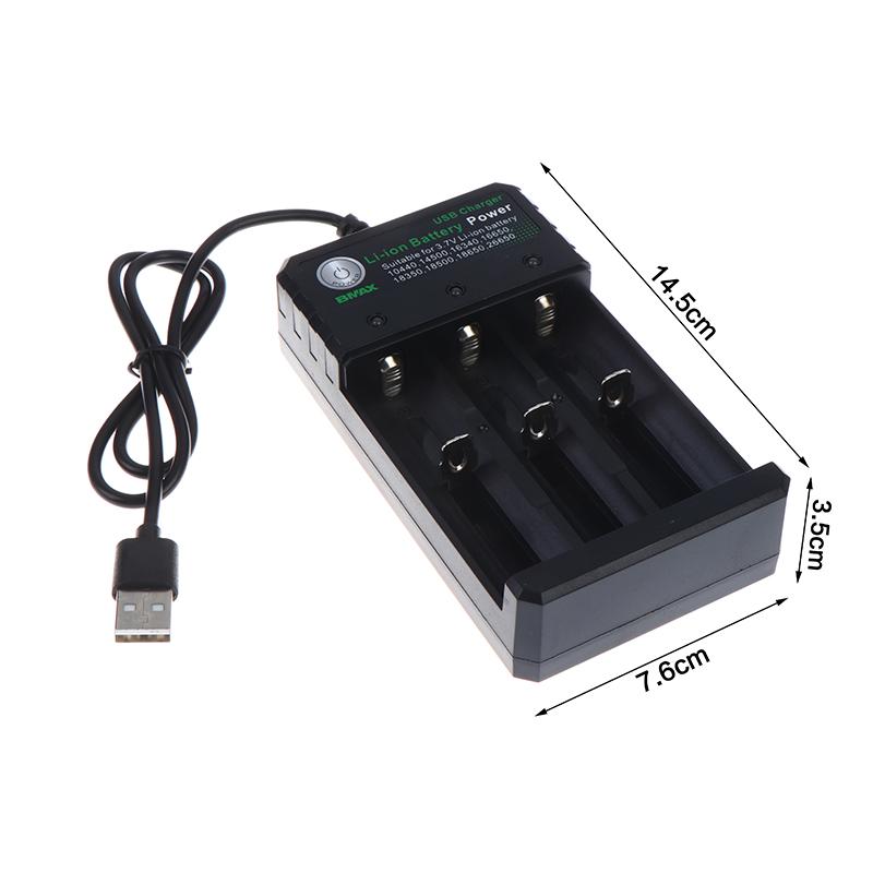 Зарядное устройство на 3 слота для литий-ионных аккумуляторов 18650 USB-адаптер Зарядное устройство для перезаряжаемых литий-ионных аккумуляторов 18650