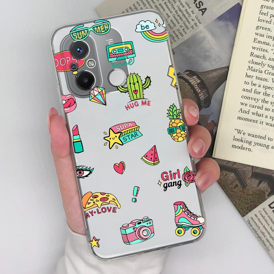 Прозрачный чехол для Xiaomi Redmi Note 8 9 10 11 12 Pro Plus Redmi 10C 12C 11 Prime 9A 9C, задняя крышка телефона, силиконовый мягкий ТПУ, модные бамперы для телефона Redmi