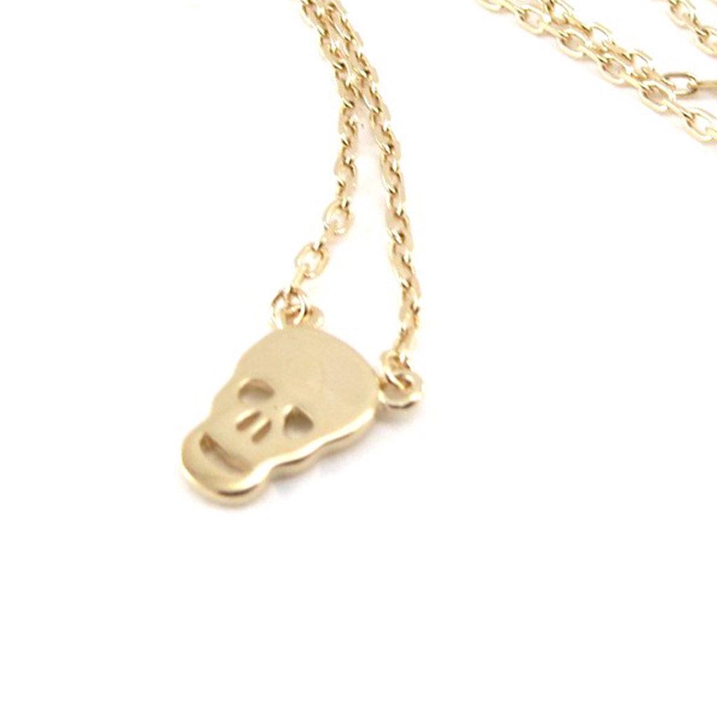 Les Trésors De Lily [J0857] - Gold Plated 'Skull' Necklace
