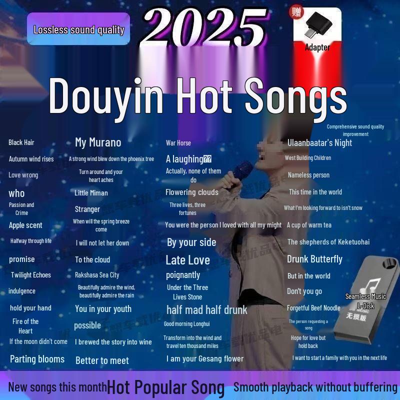 Флешка USB для автомобиля TikTok 2025: HD Музыка и Видео MP4/MP3 со Спикером