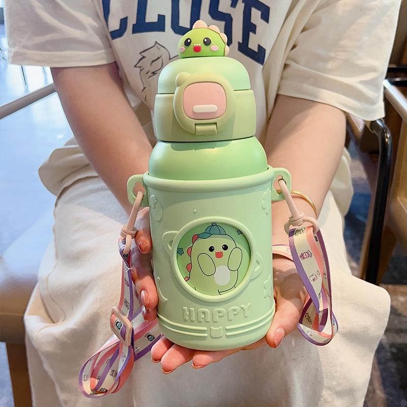 Термос-чашка с трубочкой из пищевой стали марки 316 для детей — идеально подходит для учеников начальной школы, мальчиков и девочек