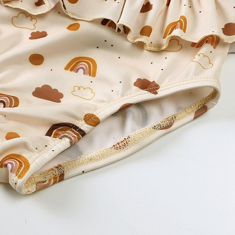 Детский купальник с принтом для девочек, быстросохнущий комбинезон с длинными рукавами, цельный купальник со шляпой