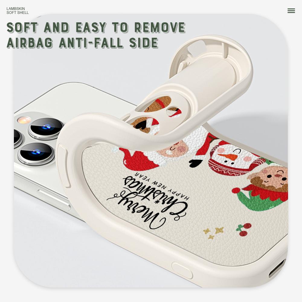 Slim Cartoon Santa Christmas Snowman Elk Leather Back Casing PU Leather Cover Phone Case for Huawei Honor Infinix iPhone Vivo