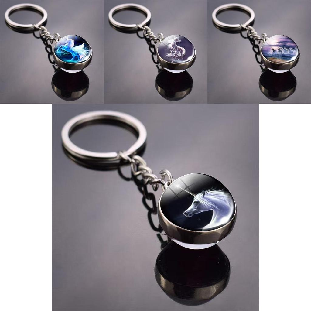 Украшения с узором единорога с круглым шармом из цинкового сплава и стекла для подарка и повседневной носки