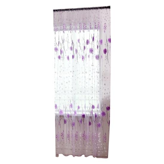 Window Voile Bright-colored Widely Applied Soft Texture Elegant Floral Printing Window Tulle Curtain for Living Room