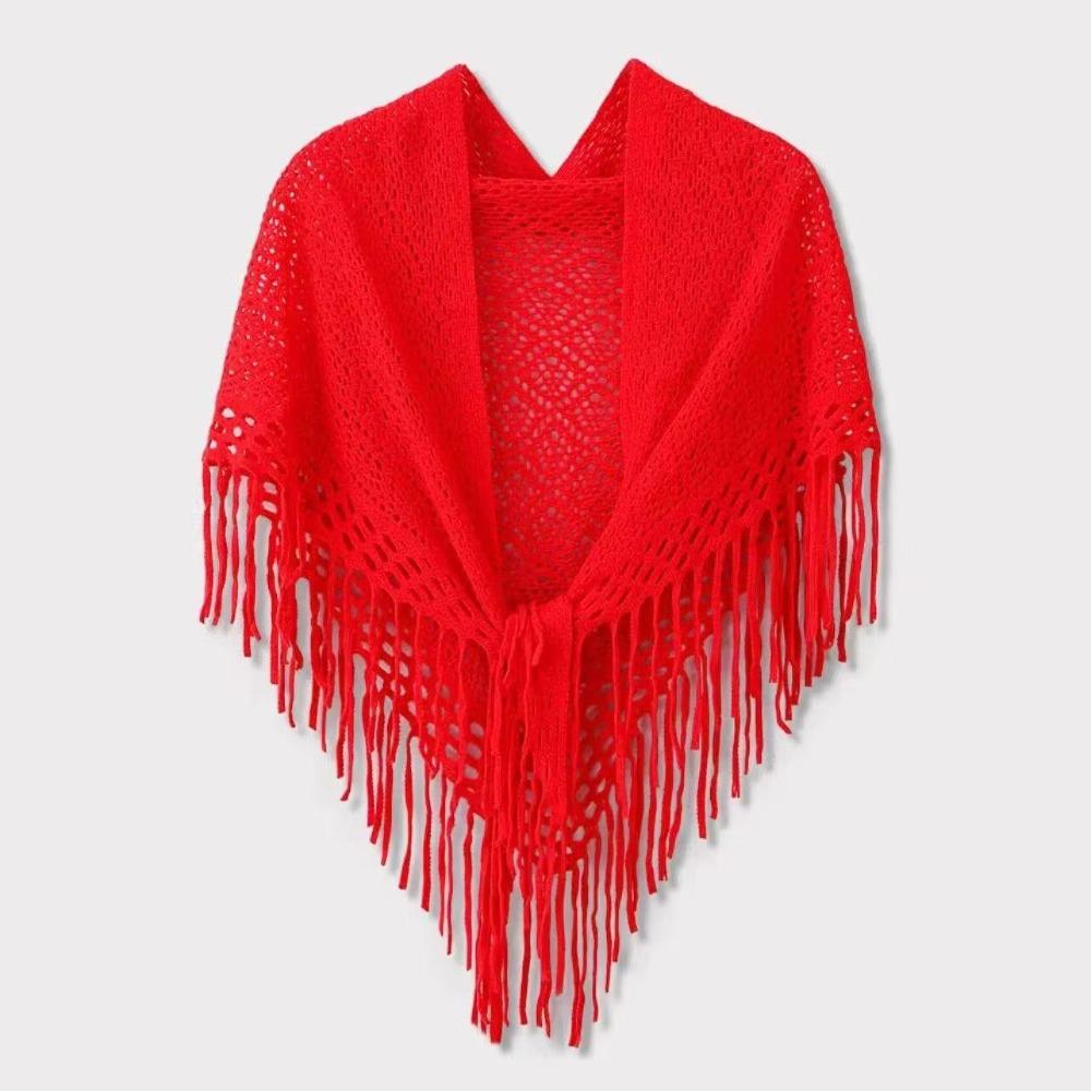 Cloak Knitted Triangle Scarf Cape Fart Curtain Simple Hollow Out Scarves Female