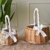 Flower Basket Lace Design Ornamental with Handle Picnic Foods Storage Basket for Hiking