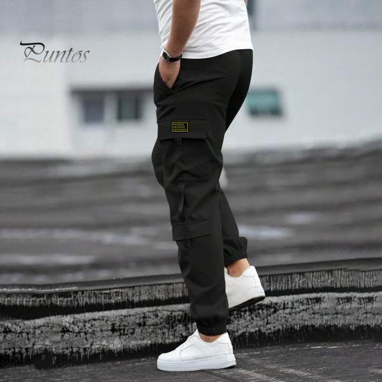 Мужские брюки-карго с несколькими карманами, в уличном стиле, с резинкой на щиколотке, в стиле ретро, с эластичной резинкой на талии для повседневной носки на открытом воздухе и на работе