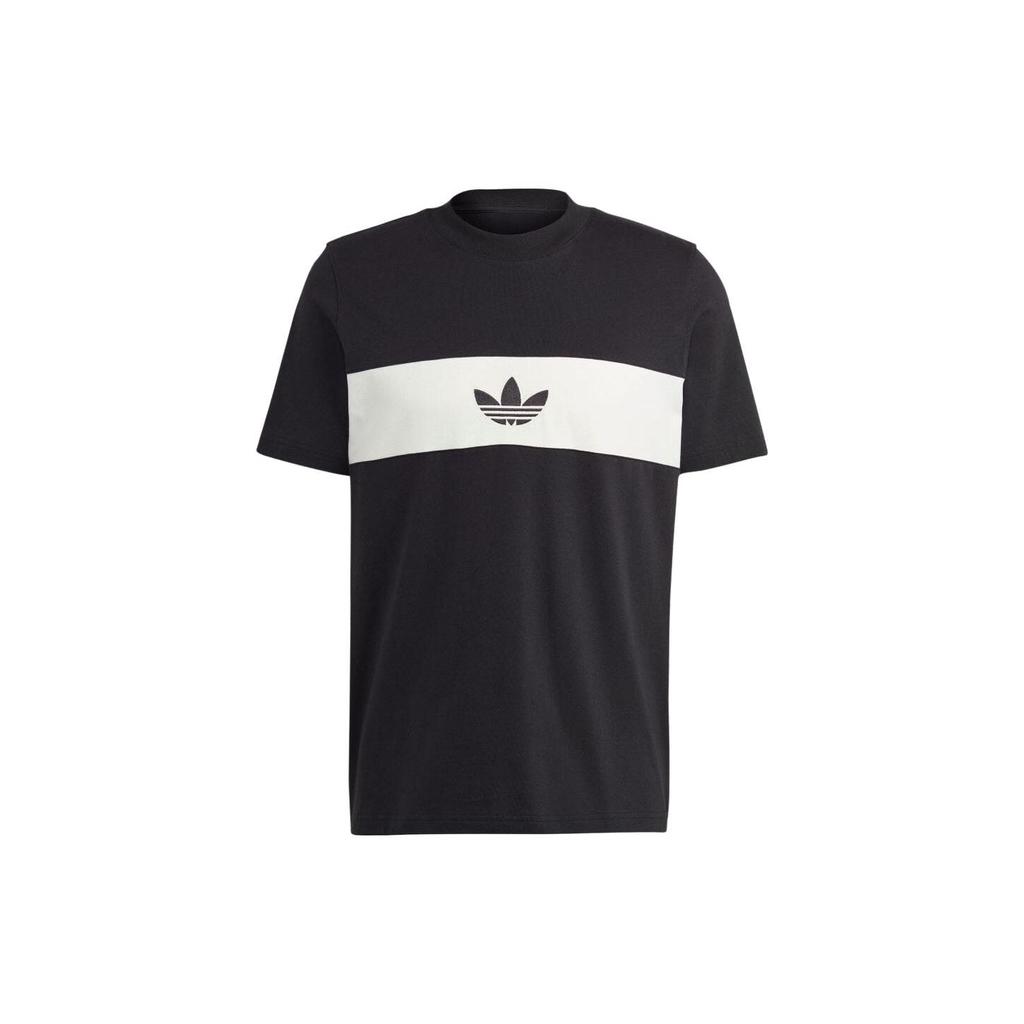 Adidas Originals Colorblock Logo Print Crewneck T-Shirt Men Tops Black HZ0703
