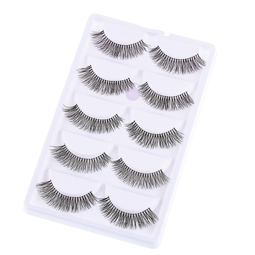5 Pairs Makeup Natural Cross Black Handmade False Eyelashes Eye Lashes Extension
