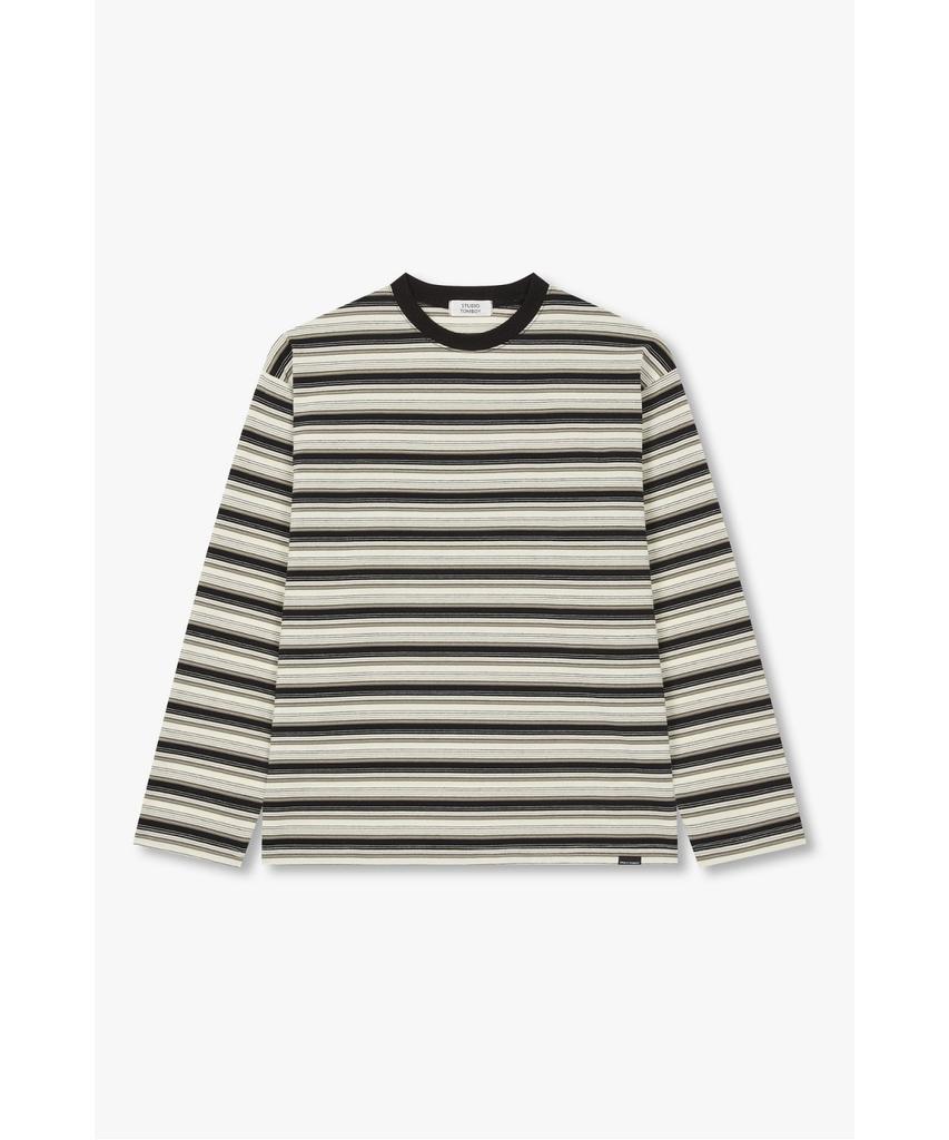 STUDIO TOMBOY [Men] Striped Long Sleeve T-Shirt _Black_91M6322811