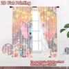 2D flat printing 2pcs Curtain Curtains Spring Floral Elephant Digital Printed Polyester Drapes Family Party Decoration Perfect
