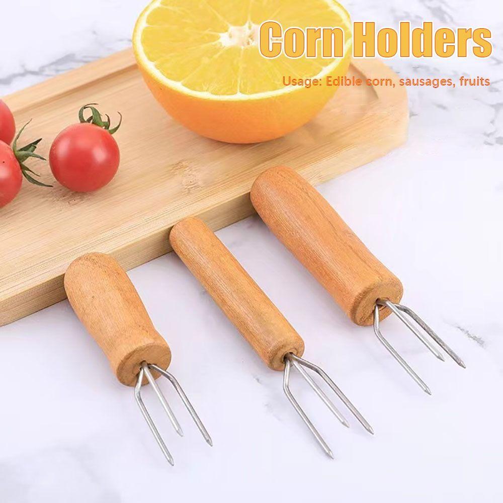 Wood Handle Corn Holders Anti Scalding Barbecue Needle Durable Barbecue Fork