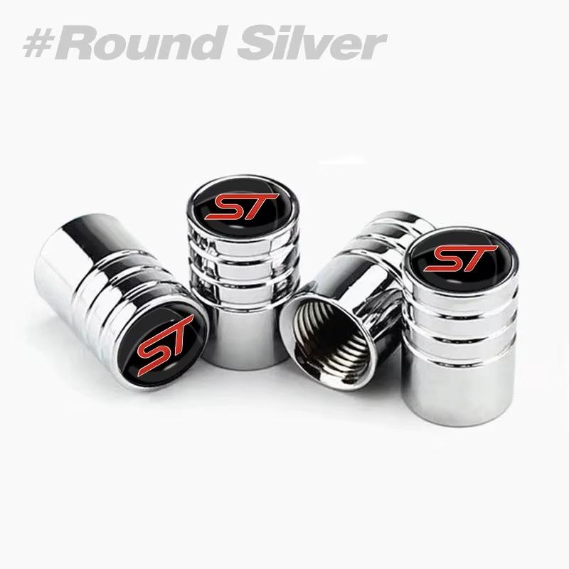 4Pcs/Set ST Emblem Car Wheel Tire Valve Caps Covers Accessories For Ford Focus Kuga Mondeo Transit EcoSport Tierra Explorer