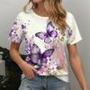 Butterfly Pattern T-Shirt For Women Flower Insects 3D Printed Tees Summer Loose Tops Short Sleeves Personality O-Neck T Shirts