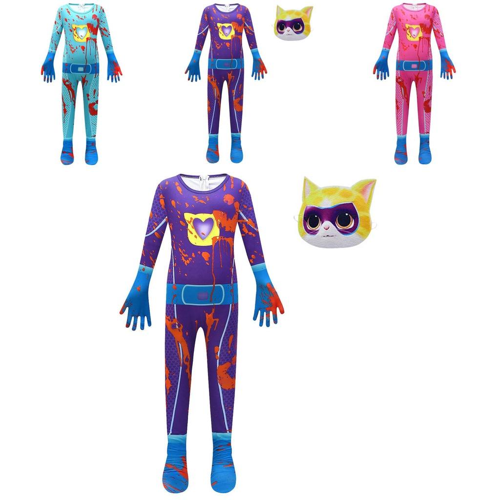 Cute And Comfortable Superkitties Children's Jumpsuit Cartoon Design Soft Milk Silk Fabric Multiple Colors 100cm-150cm/43.3-59.05in