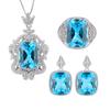 Ювелирные изделия Ретро Стиль Имитация Топаз Голубой Полный Бриллиант Роскошный Комплект Креативный Комплект Ожерелье 12 * 16 Серьги-пусеты 12 * 14
