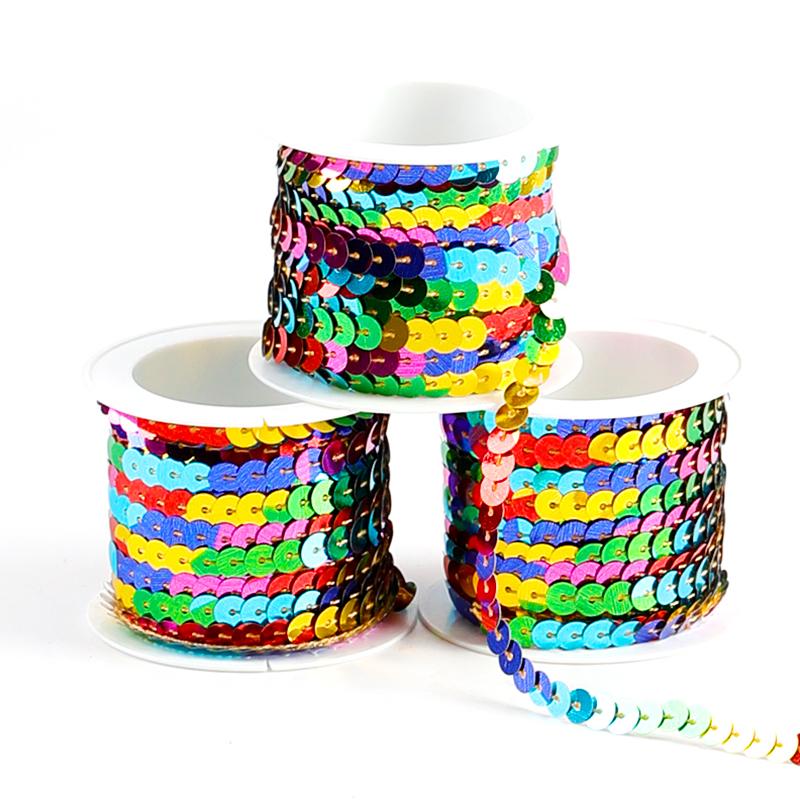 1 рулон ленты с пайетками для украшения платья, красочные украшения из пайеток, повязка на голову, 5 м, аксессуары для ткани ручной работы, катушка с отделкой