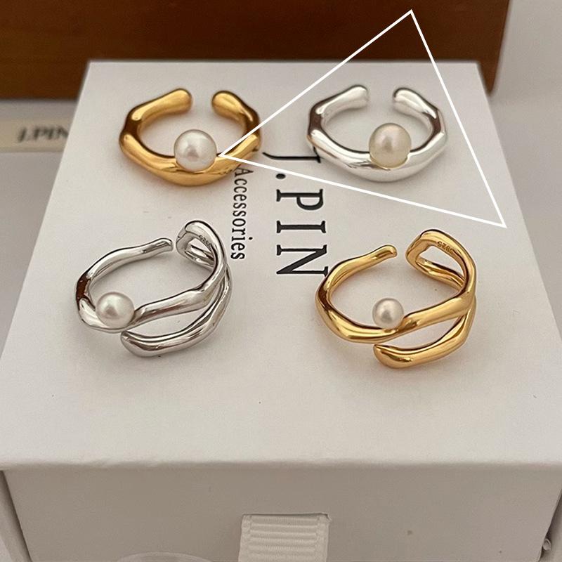 VENTFILLE 925 Stamp Silver Color Cool Multiple Styles Irregular Rings Pearl Crystal Zircon Jewelry Girls Gift Dropshipping