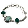 Green Druzy Slice Green Onyx Gemstone 925 Silver Plated Bracelet 6-8"