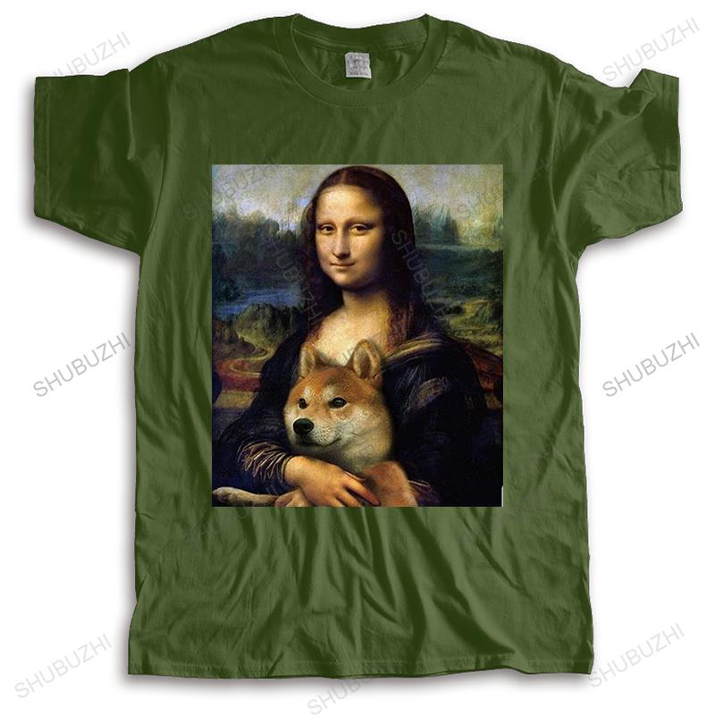 Men Cotton T Shirt Summer Brand vintage Tshirt Mona Lisa Shiba Inu Doge unisex oneck high quality tee shirts cool short sleeve