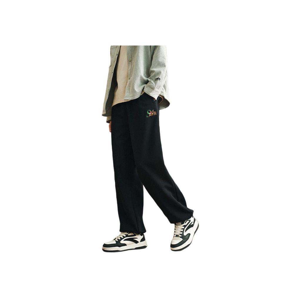 Anta Удобные Повседневные Простые Свободного Кроя Вязаные Спортивные Штаны Мужские брюки Базовый Черный 972511302-3