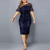 Dress Women Sequin Glitter Vintage Lace Long Sleeve Shiny Prom Luxury Bling Evening Party Gowns Plus Size