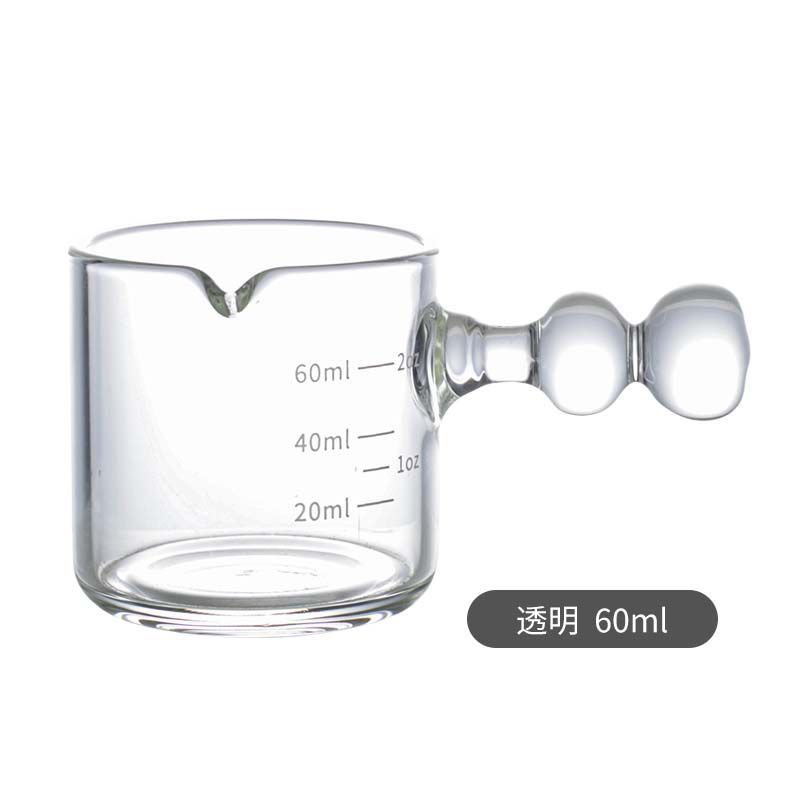 Small Glass Milk Cup Multifunction Espresso Extract Measuring Cup with Graduated Home Milk Pot Honey Ounce Cup Anti-hot Handle