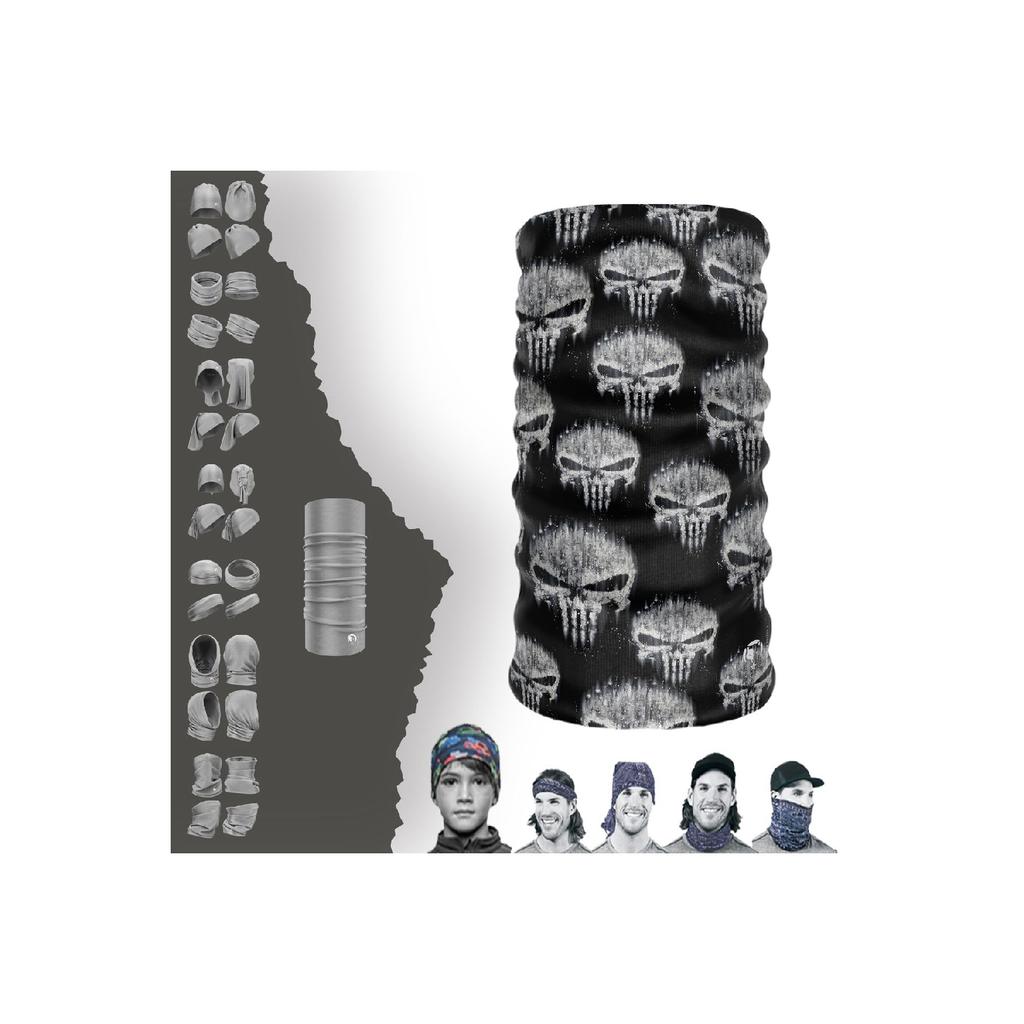 Унисекс Серый Череп Каратель Бесшовный Воротник-труба Бандана