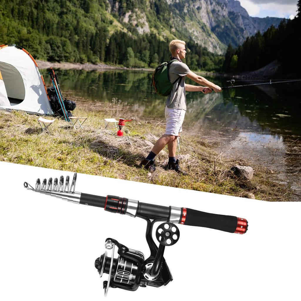 Телескопическое удилище и рыболовная катушка, полный комплект для соленой и пресной воды
